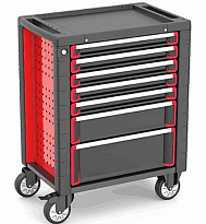 Тележка инструментальная RF-01666 7 секций с пластиковой защитой корпуса,2 боковые перфорации 460х73